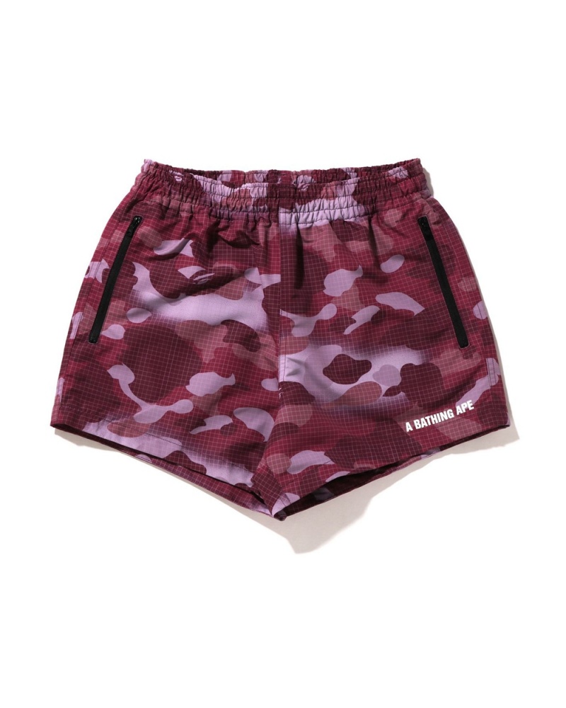 Short Bape Grid Rouge Foncé Femme | VQX-53985573